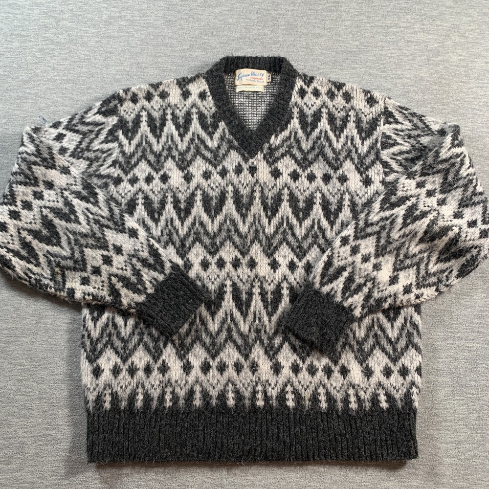 Vintage Squaw Valley Sweater Mens Large Pattern Pullover 80s‎ Acrylic Retro Ski
